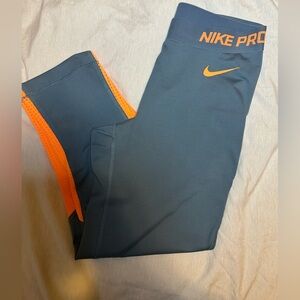 Nike Women’s Leggings - Dark Gray and Bright Orange